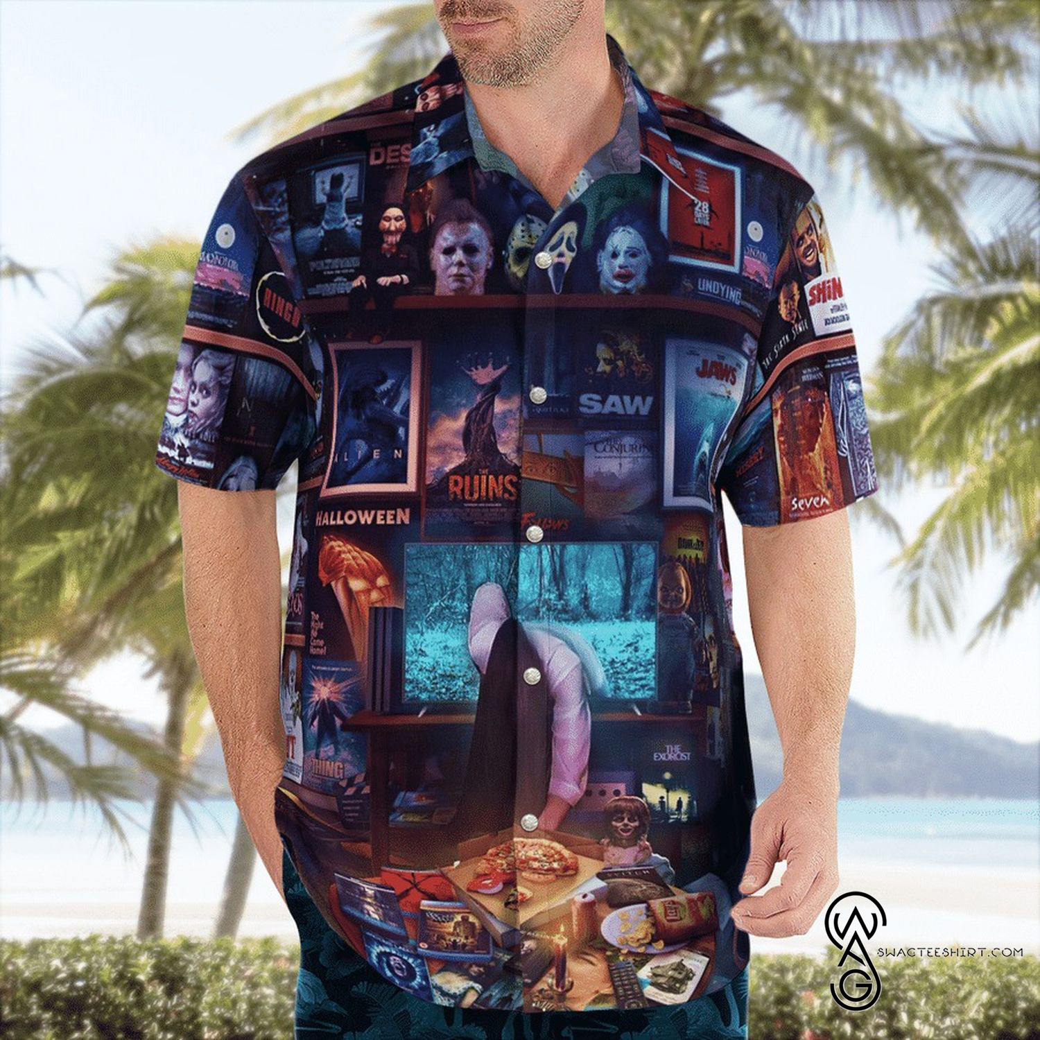 [Top Trending] Halloween Trick Or Treat Jack Skellington TNBC Casual Beach Full Printing Hawaiian Shirt